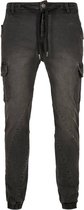 Urban Classics Heren joggingbroek -S- Denim Cargo real black washed Zwart