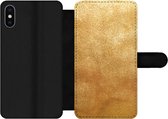 Bookcase Geschikt voor iPhone XS Max telefoonhoesje - IJzer - Roest print - Goud - Metaal - Luxe - Met vakjes - Wallet case met magneetsluiting
