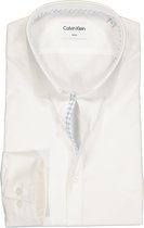Calvin Klein slim fit overhemd - poplin - wit (contrast) - Strijkvriendelijk - Boordmaat: 40
