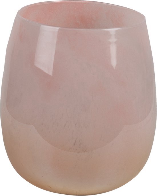 Windlicht Ø 14*16 cm Roze Glas Rond Kaarsenhouder Sfeerverlichting