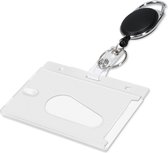 Porte-badge et cordon rétractable kwmobile - Porte-carte simple avec clip ceinture, mousqueton et porte-clés - Cartes d'identité, cartes et badges - Zwart