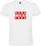 Wit  T shirt met  print van "BORN TO BE FREE " print Rood size XXXXXL