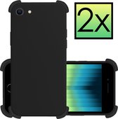 Hoes voor iPhone SE 2022 Hoesje Zwart Cover Shock Proof Case Hoes - 2 stuks