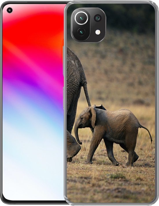 Telefoonhoesje Geschikt voor Xiaomi Mi 11 Lite hoesje - Olifant - Dieren - Savanne - Natuur - Siliconen Telefoonhoesje Telefoonhoesje
