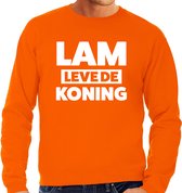 Koningsdag sweater Lam leve de koning - oranje - heren - koningsdag outfit / kleding L