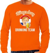 Koningsdag sweater Kingsday drinking team - oranje - heren - koningsdag outfit / kleding M