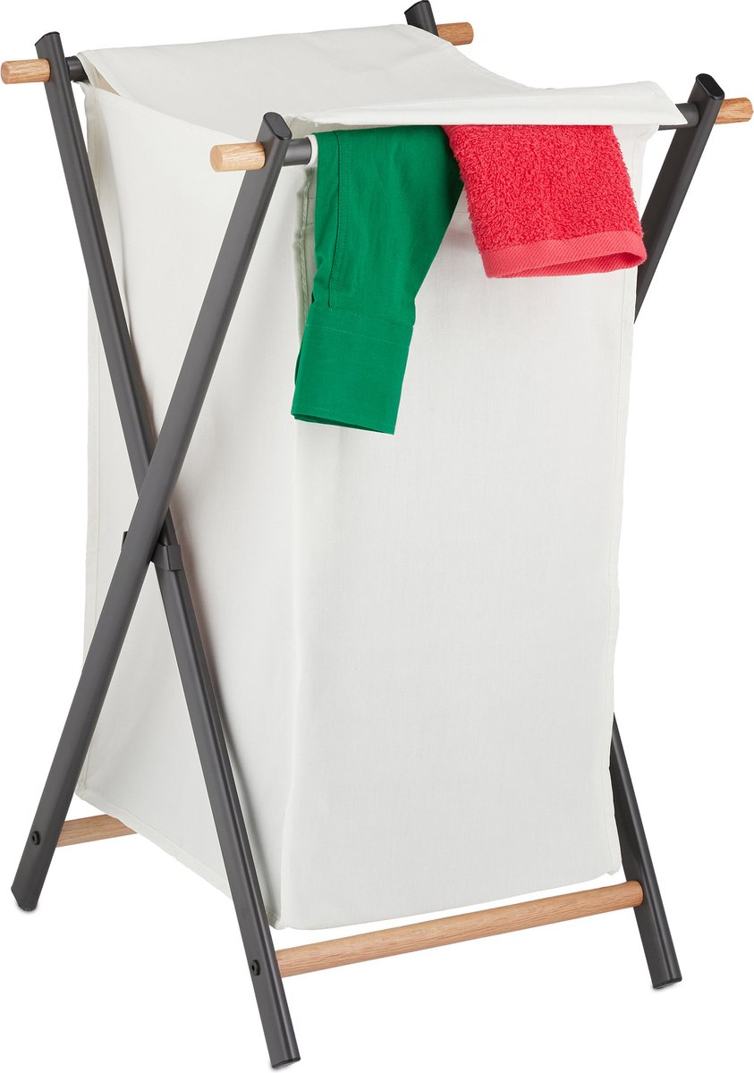 Goedkoopste wasbox - inklapbaar - deksel - staal - stof - 50 l - 71 x 45 x 42 cm - op poten