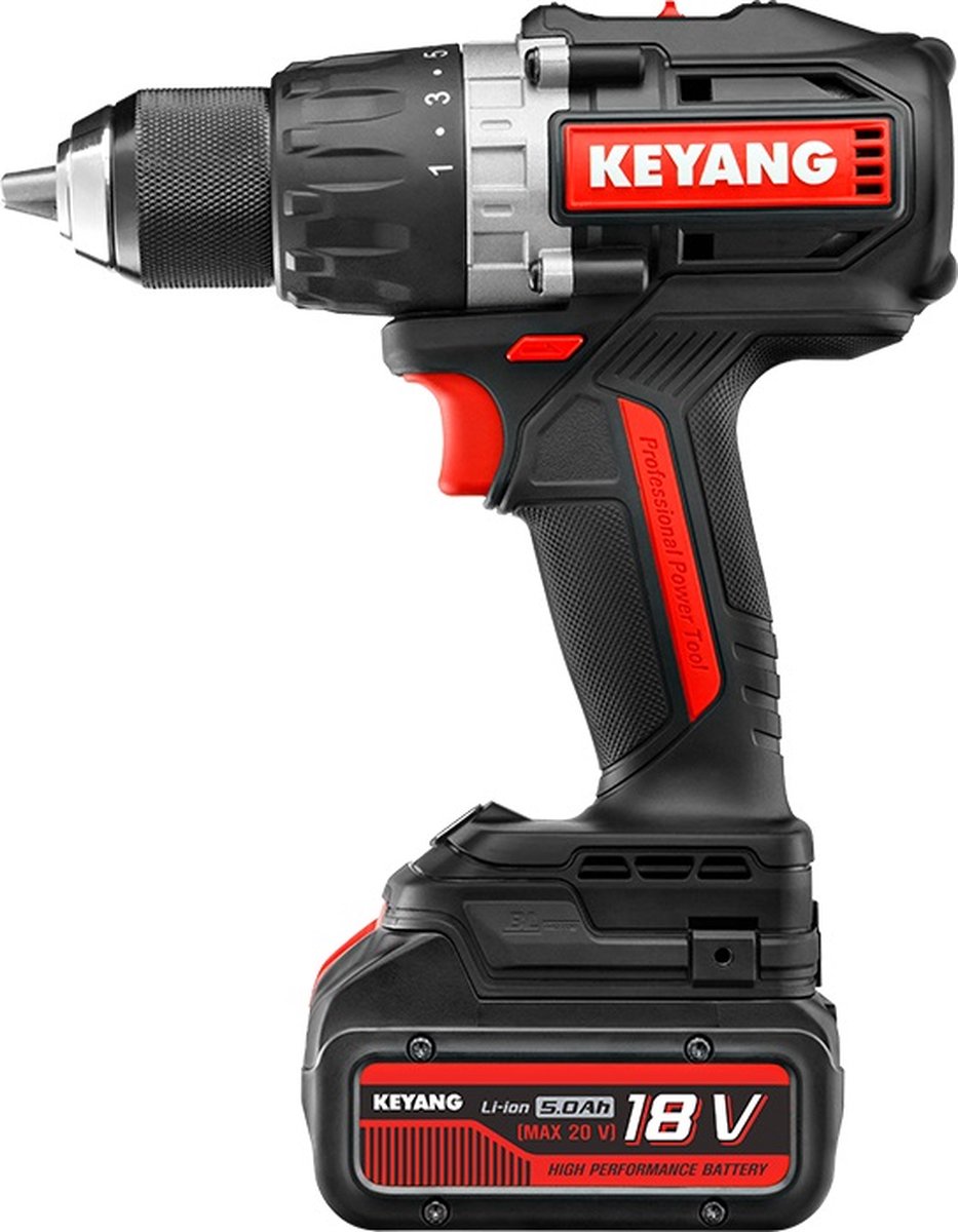 Bol.com Keyang DD20BLH100E accu boor-/schroefmachine 18V set (2x 5.0Ah accu) in koffer aanbieding