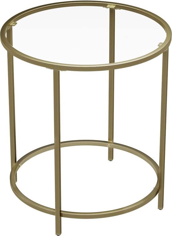 welvaart Uitwisseling compromis Zaza Home bijzettafel rond, glazen tafel met gouden metalen frame, kleine  salontafel,... | bol.com