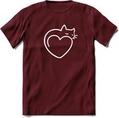 Sleepy Cat - Katten T-Shirt Kleding Cadeau | Dames - Heren - Unisex | Kat / Dieren shirt | Grappig Verjaardag kado | Tshirt Met Print | - Burgundy - S