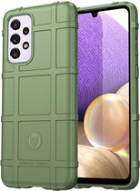 Rugged Shield Hoesje Geschikt voor Samsung Galaxy A33 - Back Cover Schokbestendig - Flexibel TPU - Verhoogde Randen voor extra Camera Bescherming - Groen