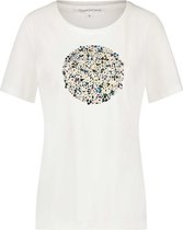 Tramontana | T-Shirt Flower Paillet | Off White | Maat XL