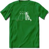 Cat Scan - Katten T-Shirt Kleding Cadeau | Dames - Heren - Unisex | Kat / Dieren shirt | Grappig Verjaardag kado | Tshirt Met Print | - Donker Groen - L