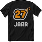 27 Jaar Feest kado T-Shirt Heren / Dames - Perfect Verjaardag Cadeau Shirt - Goud / Zilver - Maat S