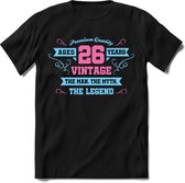 26 Jaar Legend - Feest kado T-Shirt Heren / Dames - Licht Blauw / Licht Roze - Perfect Verjaardag Cadeau Shirt - grappige Spreuken, Zinnen en Teksten. Maat XXL