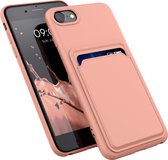 kwmobile hoesje voor Apple iPhone SE (2022) / iPhone SE (2020) / iPhone 8 / iPhone 7 - Telefoonhoesje met pasjeshouder - Smartphone hoesje in roze grapefruit