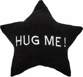 kussen HUG ME! ster 35 x 35 x 10 cm pluche zwart