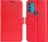 Motorola Moto G71 Hoesje - MobyDefend Wallet Book Case (Sluiting Achterkant) - Rood - GSM Hoesje - Telefoonhoesje Geschikt Voor: Motorola Moto G71