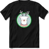 Christmas Buddy's Kerst T-shirt | Groen | Jongens / Meisjes | Grappige Foute kersttrui Shirt Cadeau | Kindershirt | Leuke Elf, Rendier, Kerstboom en Kerstballen Ontwerpen. Maat 128