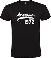 Zwart T-shirt ‘Awesome Sinds 1972’ Wit Maat 3XL