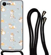 Hoesje met koord Geschikt voor iPhone 7 - Patroon - Hond - Corgi - Jongens - Meisjes - Kinderen - Kids - Siliconen - Crossbody - Backcover met Koord - Telefoonhoesje met koord - Hoesje met touw