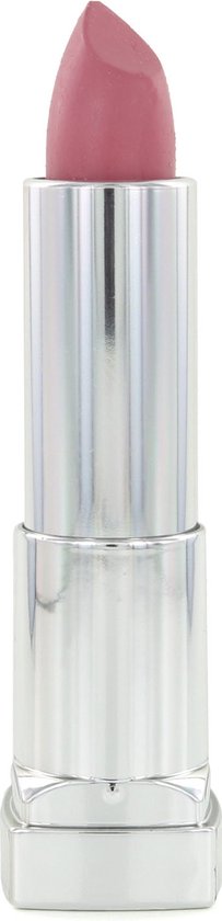 Maybelline Color Sensational Matte Lipstick in 942 Blushing Pout, een matte roze lipstick in een zilveren huls.