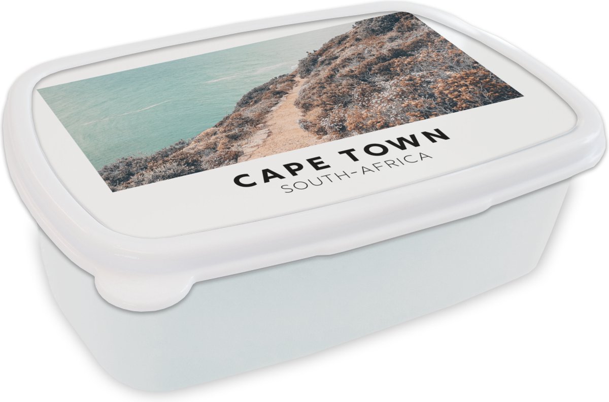 Broodtrommel Wit - Lunchbox - Brooddoos - Zuid-Afrika - Zee - Natuur - 18x12x6 cm - Volwassenen