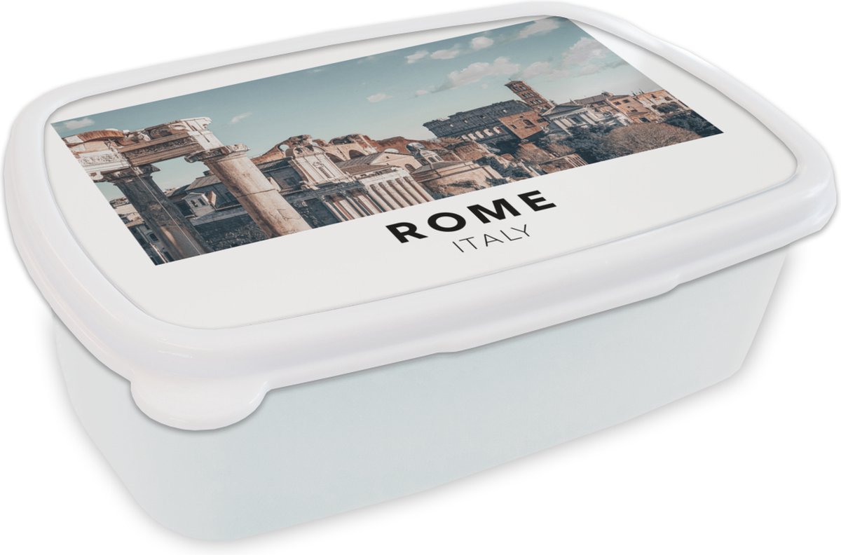 Broodtrommel Wit - Lunchbox - Brooddoos - Rome - Italië - Museum - 18x12x6 cm - Volwassenen