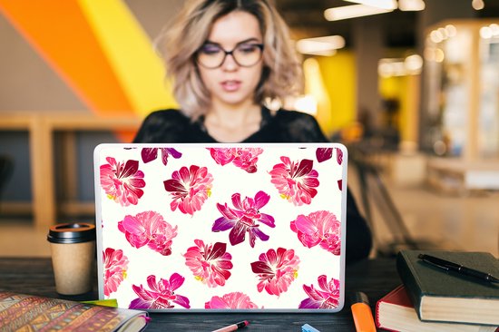 Autocollant pour ordinateur portable - 15,6 pouces - Fleurs - Rose - Motif - 36x27,5 cm - Autocollants pour ordinateur portable - Skin pour ordinateur portable - Couverture