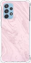 Smartphone hoesje Geschikt voor Samsung Galaxy A73 Telefoonhoesje met tekst met transparante rand Marble Pink