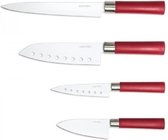 Set van 4 professionele messen in Japanse stijl voor thuisgebruik Keramische coating. Cecotec Santoku messenset (rood)