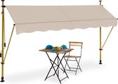 Relaxdays klem zonwering - zonnescherm - verstelbaar - klem-markies - stof - zand/goud - 300 x 120 cm