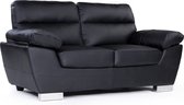 Bol.com Bank gereconstrueerd leer en pvc meubel bankstel "Dallas" - 169 x 88 x 90 cm - 2 zits - Zwart aanbieding