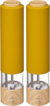 Set van 2x stuks electrische pepermolens kunststof oranje 22 cm - Pepermaler - Kruiden en specerijen vermalers