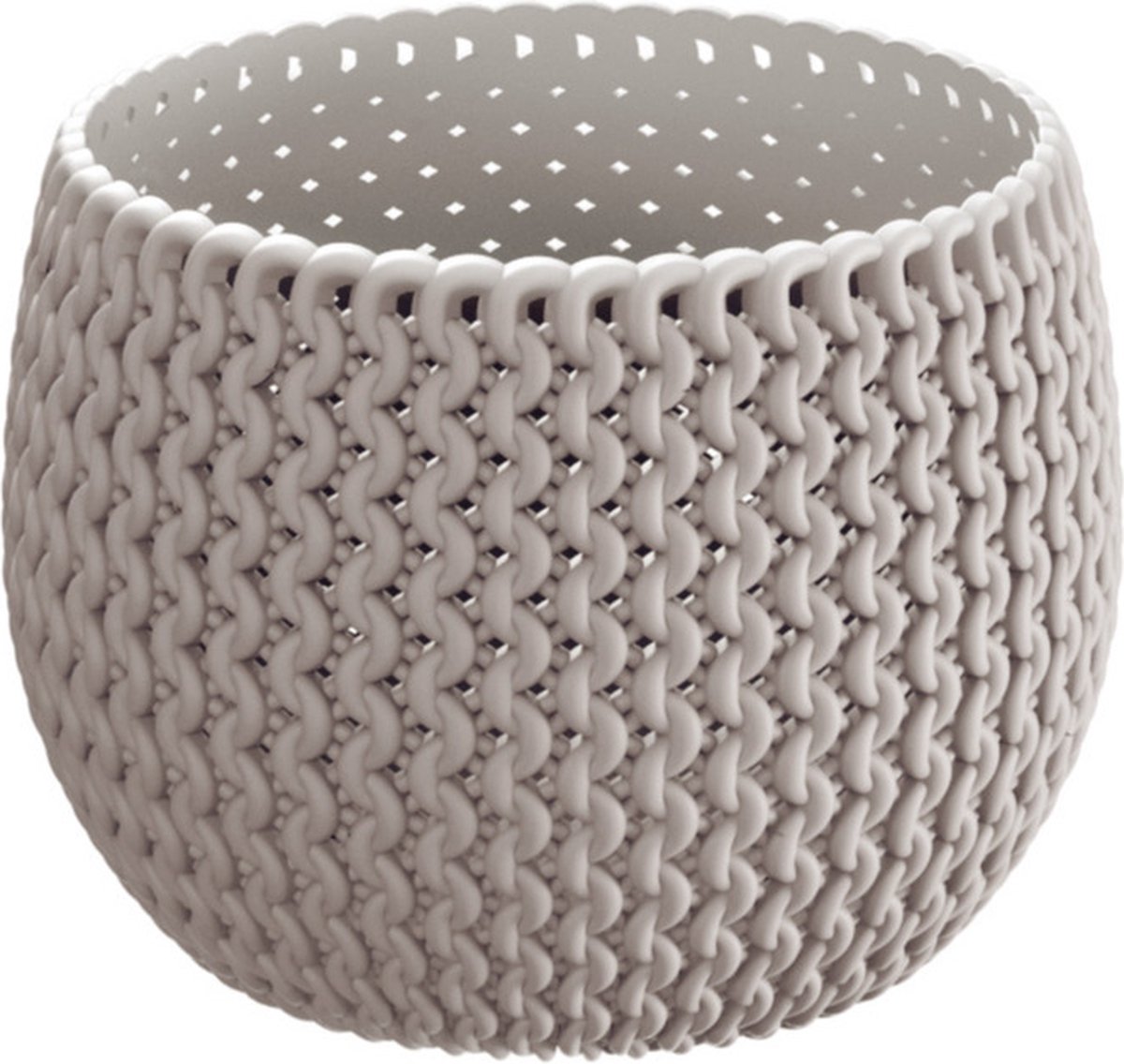 Plantenpot/bloempot kunststof dia 14,5 cm en hoogte 11 cm in het beige/taupe voor binnen/buiten