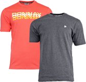 2-Pack Donnay T-shirts (599009/599008) - Heren - Peach Coral/Charcoal marl - maat M