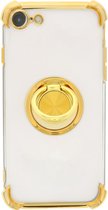 Hoesje Geschikt voor iPhone 7 hoesje silicone met ringhouder Back Cover case - Transparant/Goud