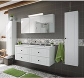 Badkamermeubelset badkamermeubel landhuis wit hoogglans incl. dubbele wastafel en spiegelkast, B/H/D: ca. 263,5/200/50,5 cm