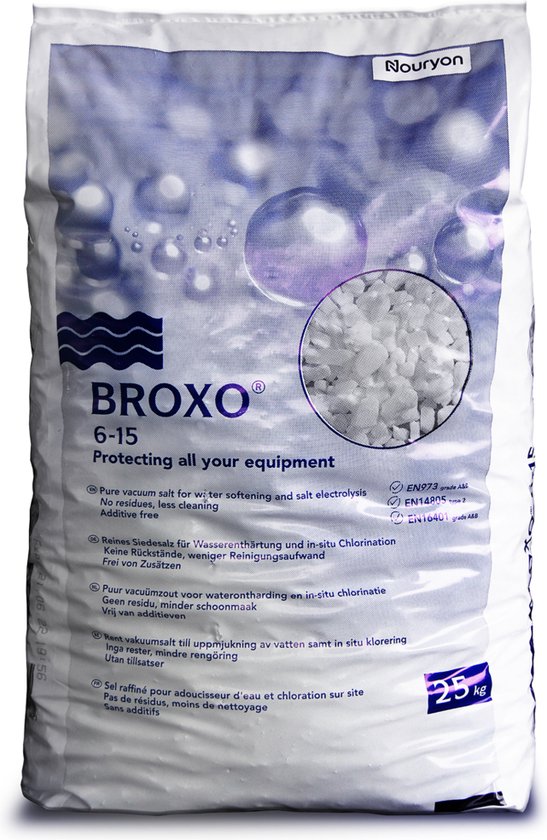 Broxo 6 15 25kg Zwembadzout Regeneratiezout Waterontharder Ontkalkingsmiddel Bol