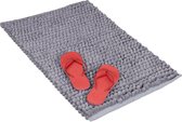 Relaxdays badmat chenille - douchemat - badkamermat - voetmat - wasbaar - 50 x 80 cm - grijs