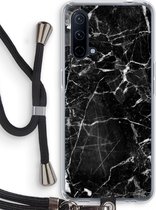 Case Company® - OnePlus Nord CE 5G hoesje met Koord - Zwart Marmer - Telefoonhoesje met Zwart Koord - Bescherming aan alle Kanten en Over de Schermrand