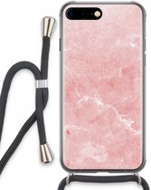 Case Company® - iPhone 7 PLUS hoesje met Koord - Roze marmer - Telefoonhoesje met Zwart Koord - Extra Bescherming aan alle Kanten en Over de Schermrand