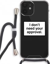 Case Company® - iPhone 12 mini hoesje met Koord - Don't need approval - Telefoonhoesje met Zwart Koord - Extra Bescherming aan alle Kanten en Over de Schermrand