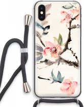 Case Company® - iPhone XS Max hoesje met Koord - Japanse bloemen - Telefoonhoesje met Zwart Koord - Extra Bescherming aan alle Kanten en Over de Schermrand