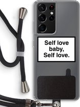 Case Company® - Samsung Galaxy S21 Ultra hoesje met Koord - Self love - Telefoonhoesje met Zwart Koord - Bescherming aan alle Kanten en Over de Schermrand