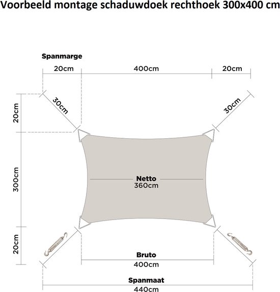 hanSe® - Schaduwdoek - Rechthoek 4x5 m - Waterdicht - Taupe | bol.com
