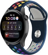 Siliconen Smartwatch bandje - Geschikt voor  Huawei Watch 3 - Pro sport band - donkerblauw kleurrijk - Strap-it Horlogeband / Polsband / Armband