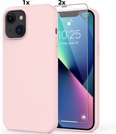 Coque iPhone 13 Mini Soft Nano Silicone Gel Rose Clair Avec 2X Protecteur D'écran En Verres