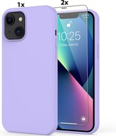 Hoesje Geschikt voor iPhone 11 Hoesje Soft Nano Silicone Backcover Gel Lavendel Paars Met 2x Glazen screenprotector