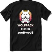 Wolfpack Elder 500-999B T-Shirt | Saitama Inu Wolfpack Crypto Ethereum kleding Kado Heren / Dames | Perfect Cryptocurrency Munt Cadeau Shirt Maat L